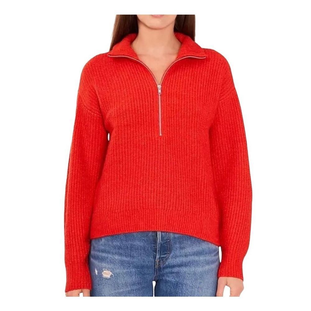 Vince Camuto XXL Red Half Zip Pullover Cable Knit Sweater